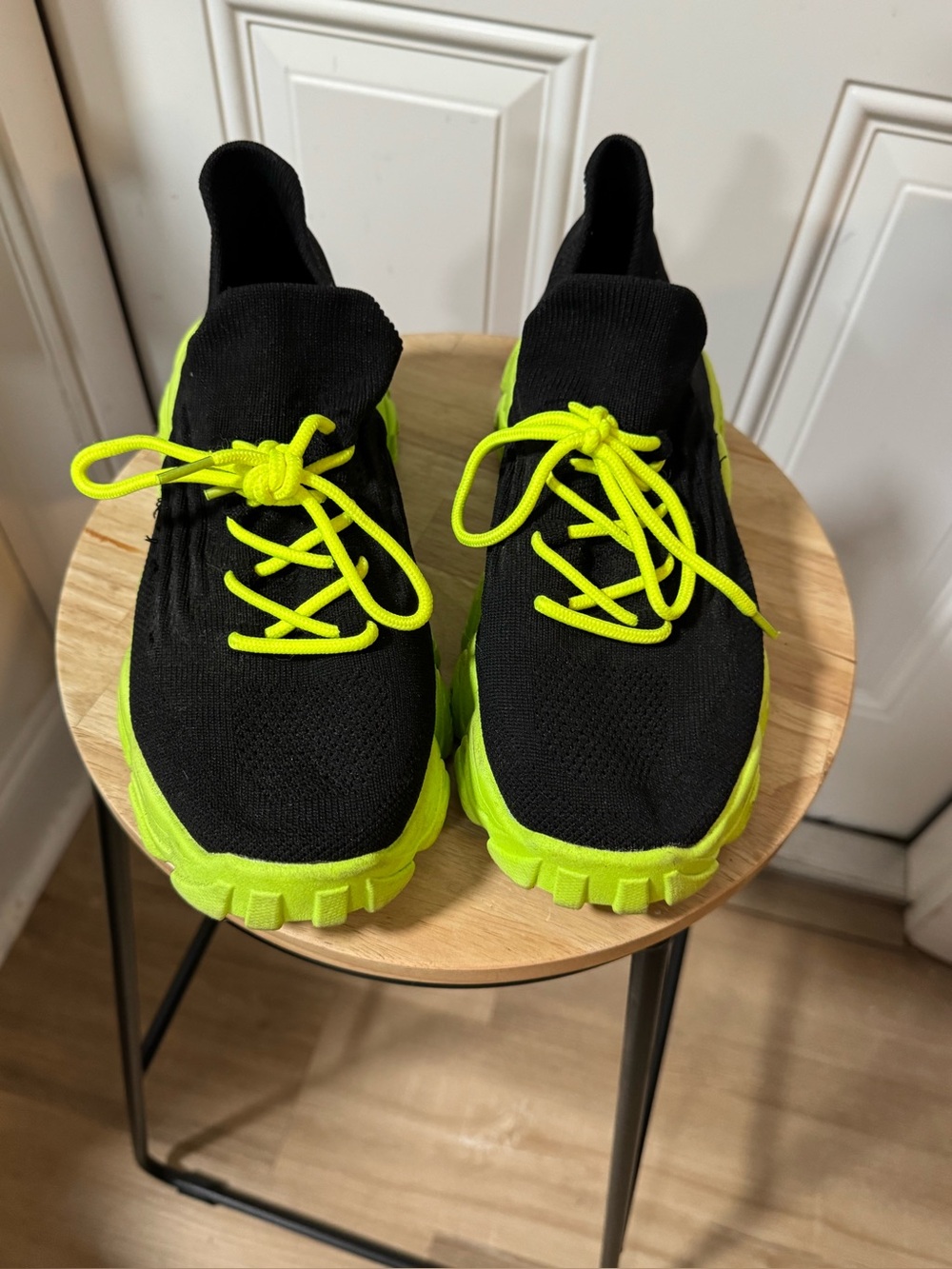 Kids Neon Lime & Black Athletic Sneakers